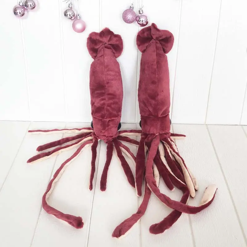 Boneka cumi-cumi merah anggur, hewan laut lucu, gurita, ikan gurita kecil, mainan mewah, hadiah kreatif, mainan boneka & mewah