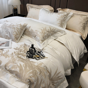 Piumino in microfibra di lusso letto matrimoniale in una borsa Set 4 pezzi <span class=keywords><strong>copripiumino</strong></span> in fibra di latte Set biancheria da letto in cotone bianco - Product Image 2