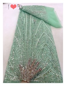 Le plus récent tissu de robe de mariée perlée colorée et de luxe perle dentelle tissu <span class=keywords><strong>maille</strong></span> exquise dentelle perlée pour mariage - Product Image 5