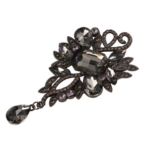 European Style Alloy Flower Brooch Rhinestone Teardrop Women's <b>Wedding</b> <b>Accessory</b> Silver White - Product Image 4