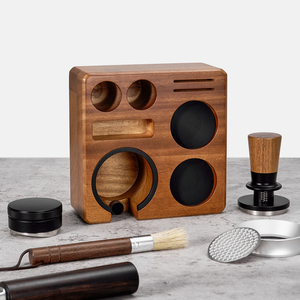 Station de tamping à <span class=keywords><strong>café</strong></span> multifonction en bois BANLEE, support universel carré en bois massif pour tamper de 51/53/58 mm - Product Image 1