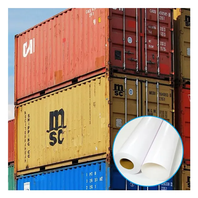 فينيل أبيض PVC مقاوم للرطوبة والماء وقابل للنزع لعمر سنتين وقابل للاستخدام في صناديق البضائع