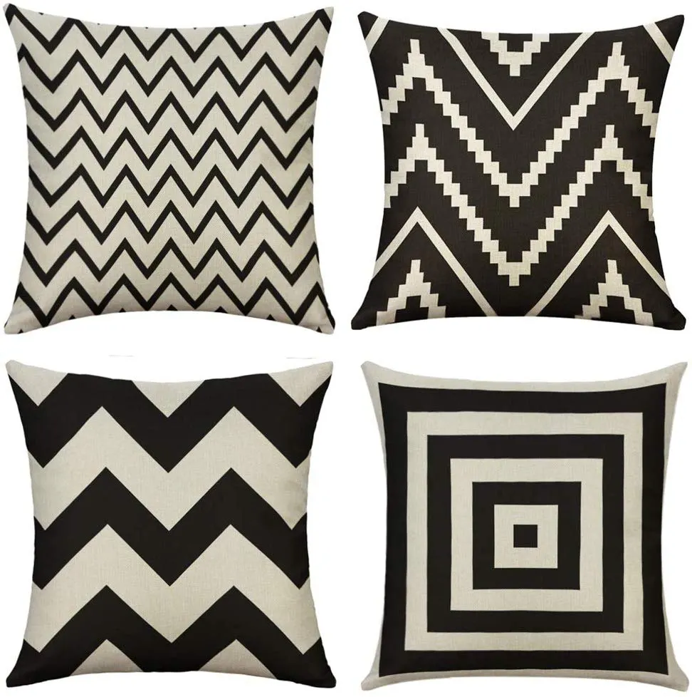 Outdoor Furniture Custom Printed Pillows Wholesale High Quality Sofa Throw Pillow Cover,white and black cushion covers