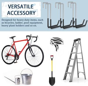 6 gói màu đen nặng nhiệm vụ Vinyl tráng S móc lớn treo thang Xe Đạp Móc cho nhà để xe lưu trữ tổ chức tủ quần áo phòng tắm - Product Image 3