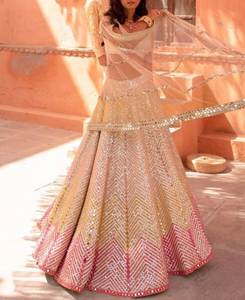 Espejo de papel Georgette multicolor, diseñador de trabajo Lehenga Choli, máxima expresión de elegancia para ropa india y pakistaní - Product Image 2