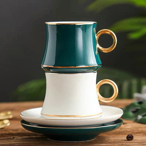 Taza <span class=keywords><strong>de</strong></span> café <span class=keywords><strong>de</strong></span> porcelana esmaltada con borde dorado, juego <span class=keywords><strong>de</strong></span> tazas <span class=keywords><strong>de</strong></span> café y platillos <span class=keywords><strong>de</strong></span> cerámica, productos para el hogar, novedad <span class=keywords><strong>de</strong></span> <span class=keywords><strong>2021</strong></span> - Product Image 2