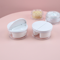 Pot de crème en plastique à double compartiment au design unique, 30g*2, forme ronde, pour crème de jour et crème de nuit, emballage pour soins de la peau