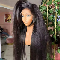 Perruque M Hairline 13x6 Ultra Skin Melt HD Full Lace Front Wig Yaki Kinky Straight en Cheveux Humains Vierges Brésiliens Naturels avec Dentelle Transparente