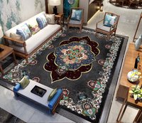 Large Bohemian Floral Pattern Eco-Friendly Washable Polyester Area Rugs for Living Room & Bedroom Home Decor