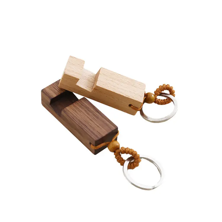 Kleine Houten Mobiele Telefoon Accessoires Draagbare Sleutelhanger Sleutelhanger Mini Stand Mobiele Telefoon Houder