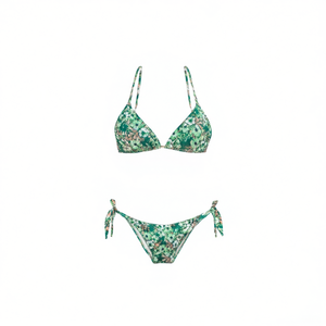 Set Bikini HDJ con Stampa Floreale, Top Halter e Slip con Laccetti Laterali, Taglie 42 44 46, Abbigliamento da Spiaggia e Costumi da Bagno - Product Image 1
