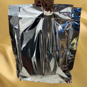 Custom LOGO Silver Mailer With Handle for Clothing Mailing Mailer Bags Clothing Packages Bags Metallic Silver Mailing Bags - Product Image 5