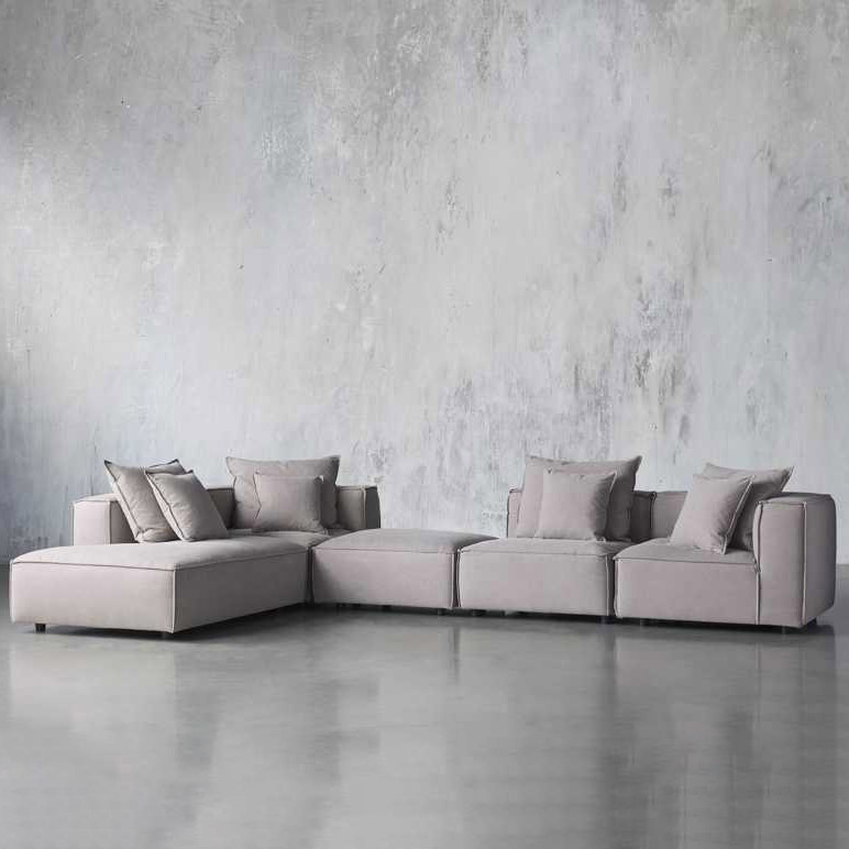 Nordic Luxury cloth corner fabric furniture set lounge modular L shape sectional Living Room Sofas