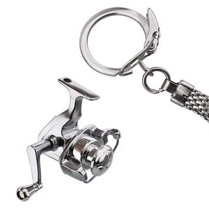 Strong Fish Wheel Keychain Gold Color Fly Fisherman Spinning Fishing Reel Miniature <b>Key</b> <b>Chain</b> With <b>Key</b> Ring - Product Image 2