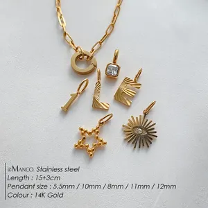 สร้อยข้อมือ EManco DIY แบบหลายจี้ ดีไซน์คลาสสิก ของขวัญสำหรับผู้หญิง ทำจากสแตนเลสสตีล สีทอง ไม่ลอก ปรับขนาดได้ พร้อมจี้ตัวอักษร ดาว และดวงตาป้องกันภัย - Product Image 2