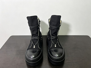 Black <b>Canvas</b> Platform Boots With Zip Closure <b>Round</b> Toe All Seasons Chunky Shoes - Product Image 3