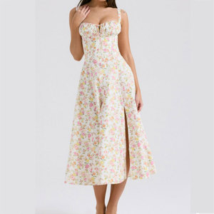 2024 nueva llegada más Color verano Casual señoras elegante una línea vestidos largos Midi blanco corsé vestido para mujeres - Product Image 3