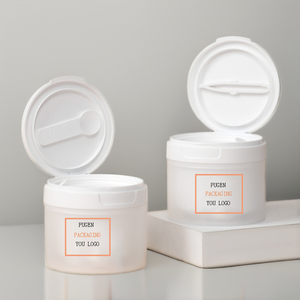 Hàng có sẵn 150ml Hũ nhựa mỹ phẩm hai lớp mờ đựng kem, toner, bông tẩy trang, nắp bật, kèm nhíp - Product Image 1