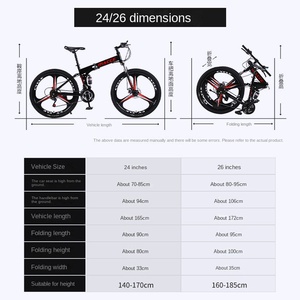 Mountain Bike Pieghevoli da <span class=keywords><strong>26</strong></span> Pollici all'Ingrosso con Cambio di Velocità Cerchio in Carbonio Freni a Disco e Forcella in Acciaio - Product Image 2