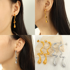 Twisted Metal <b>Stud</b> Earrings Gold <b>Silver</b> Zinc Alloy Geometric Design Party Fashion Jewelry EH506 - Product Image 4