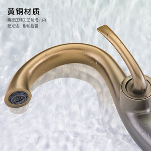 Swan Neck Basin Faucet Single Handle Ceramic Valve Core Deck Mounted Copper Faucet for Bathroom Sink - Product Image 3