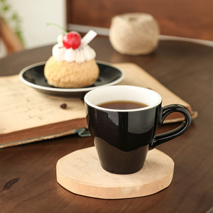 Solid Color Minimalist <b>Ceramic</b> Coffee Cup With Wooden <b>Coaster</b> For Home Office Use - Product Image 1