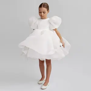 Новейший дизайн детских платьев юбка принцессы с пышными рукавами милое детское платье с открытой спиной на день рождения 12 лет для девочек