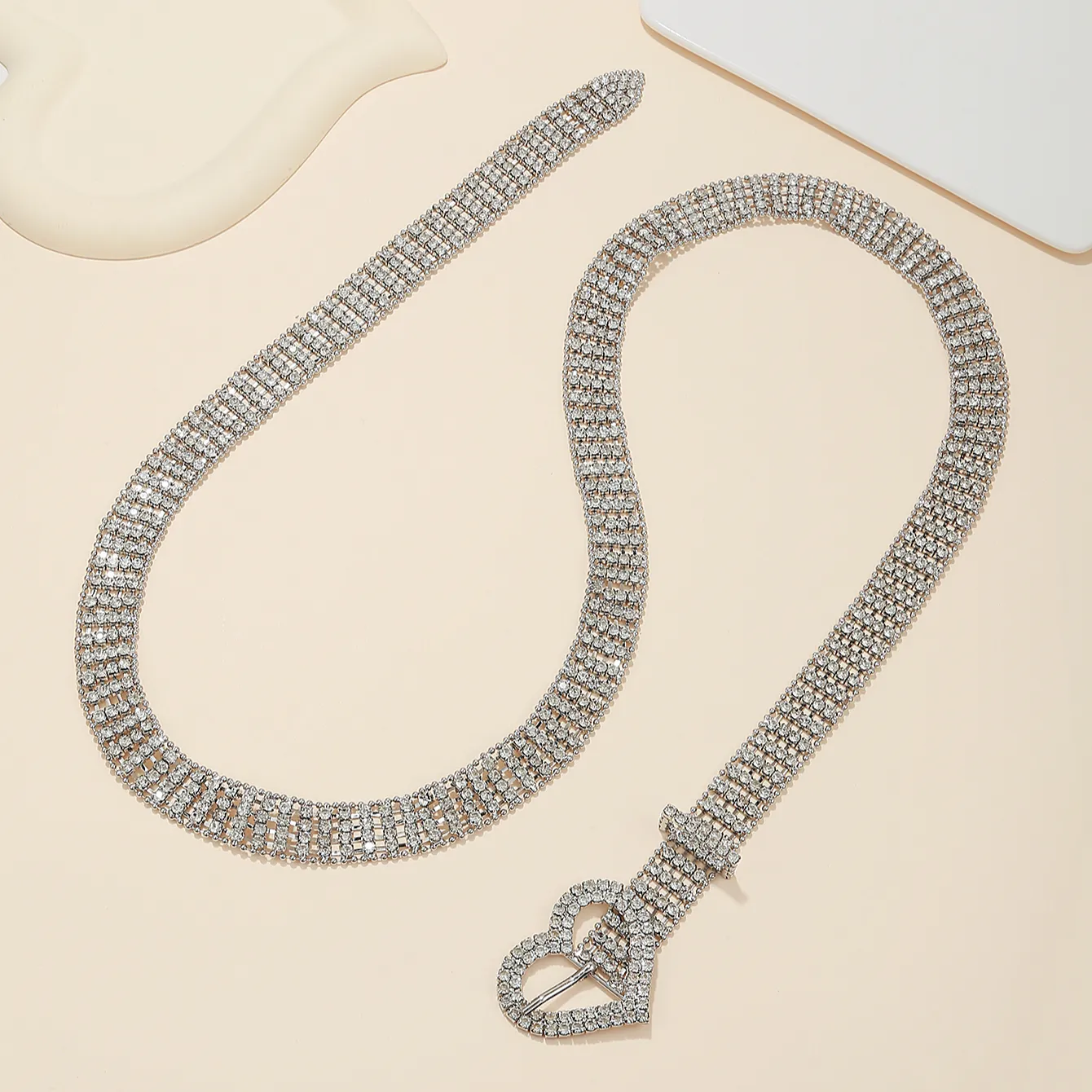 Strass decorativi di moda cristalli amore cinture in metallo a vita ringgirovita cinture a catena in metallo