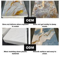Panneau décoratif en PVC marbré avec revêtement UV, style européen, haute brillance, imperméable, à motifs répétés, grand format, pour hôtels et usage domestique