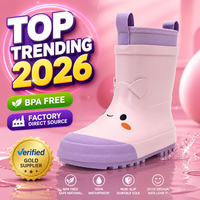Bottes de pluie légères et souples en caoutchouc naturel pour enfants, doublure respirante, motif visage souriant, imperméables, type Wellington