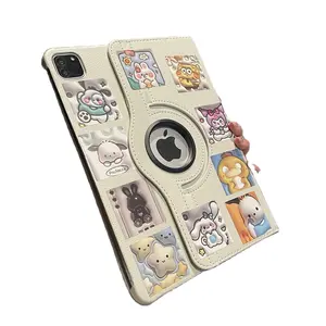 INS Cartoon 360 Rotating leather case soft protection back cover For Ipad mini 123 6 8.3 10.9 10.2 11 9.7 Inch Case For Ipad