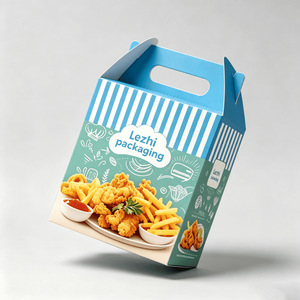 Boîte en carton ondulé personnalisée avec poignée, de qualité alimentaire, en forme de <span class=keywords><strong>maison</strong></span>, pour emballage de poulet frit - Product Image 2