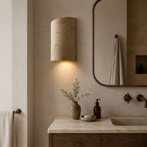 Natuurlijke Travertijn Wandlamp Warme Downlight Steenstructuur Binnenwandlamp voor Slaapkamer Woonkamer - Product Image 1