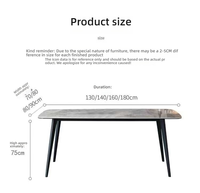 Table à manger en pierre frittée grise rectangulaire avec pieds en métal noir effilé, coins arrondis de luxe, 6 places pour salle à manger Tavolo