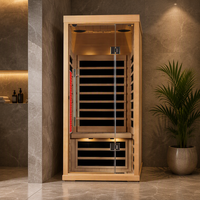 Ruang Sauna Uap Basah Inframerah Jauh Kayu Hemlock/Cedar Merah dengan Panel Kontrol Komputer dan Jendela Transom - Komersial Multiguna untuk Gym