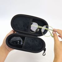 Étui à lunettes double suspendu en cuir PU avec fermeture éclair et mousqueton, boîte de rangement jaune pour lunettes de vue et de soleil, idéal pour les voyages