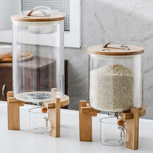 Thủy tinh BoroSilicate cao gạo quả kín thực phẩm <span class=keywords><strong>container</strong></span> nắp tre Silicone đo cup đứng bếp sử dụng thiết lập in - Product Image 5