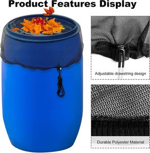 Cubiertas de barril de <span class=keywords><strong>lluvia</strong></span> con <span class=keywords><strong>malla</strong></span> de poliéster con cordón <span class=keywords><strong>para</strong></span> desechos de hojas Espacios al aire libre Cubierta de <span class=keywords><strong>malla</strong></span> de barril de <span class=keywords><strong>lluvia</strong></span> Juego de cubiertas de patio - Product Image 5