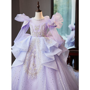 S1581R 2026 New Princess Gentle fairy Temperament Elegant Trailing Flower Girl <b>Dress</b> - Product Image 3