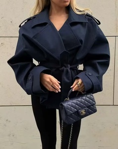 PB&ZA <span class=keywords><strong>Trench</strong></span> da <span class=keywords><strong>Donna</strong></span> in Stile Europeo e Americano, Nuovo Modello alla Moda e Versatile, Monocolore con Cintura e Ampio Risvolto - Product Image 1