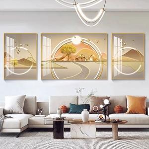 لوحة جدارية فنية فاخرة وعصرية لغرفة المعيشة، لوحة ديكور عالية الجودة بإطار بسيط من سبائك الألومنيوم باللون الذهبي، مناسبة للتعليق فوق الأريكة - Product Image 2