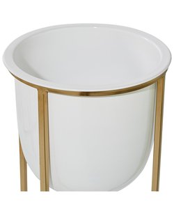 Support de fleur en métal doré et blanc personnalisé décoration de jardin intérieur extérieur unique avec support de jardinière design - Product Image 2