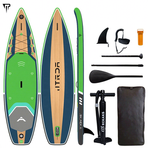 Planche à pagaie <span class=keywords><strong>gonflable</strong></span> JTRDA double couche de <span class=keywords><strong>11</strong></span> <span class=keywords><strong>pieds</strong></span>, fabrication chinoise, capacité 250 kg, pour lacs et rivières, 1 accessoire inclus - Product Image 1