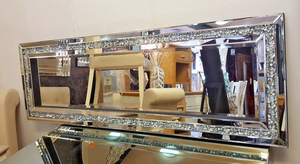 Modern Design Crushed Diamond Crystal Glass <strong>Silver</strong> <strong>Frame</strong> Bevelled Wall <strong>Mirror</strong> - Product Image 6