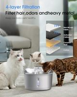 Fontaine à eau pour animaux de compagnie intelligente sans fil durable de 3,2 L/108 oz en acier inoxydable Bol pour animaux de compagnie d'intérieur 2 têtes de pulvérisation Écologique