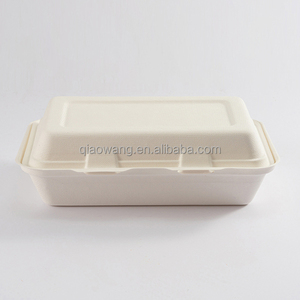 Wadah makan siang Bagasse sekali pakai 1000ml, wadah makan siang ramah lingkungan, minyak & air tahan Biodegradable dan dapat terurai - Product Image 3