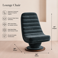 Fauteuil pivotant en velours, capitonné à cannelures côtelées pour bureau de luxe, siège de bureau moderne, fauteuil de lecture, canapé rotatif