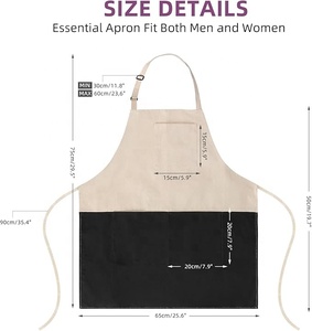 Grembiule da Chef Beckon Personalizzato, Durevole e Riutilizzabile in Cotone, Unisex Bicolore, Professionale da Cucina con 2 Tasche, per Cucinare, Grigliare, Cuocere al Forno, Regalo - Product Image 2
