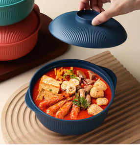 Bol de service multifonction en paille de blé avec couvercle, résistant à la chaleur, avec poignée, pour riz, soupe, et plats épicés - Product Image 6