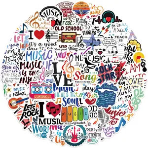 50Pcs Cartoon Música Graffiti Adesivos Para Laptop Glitter Crianças Home Decor Vinil Asse Adesivo